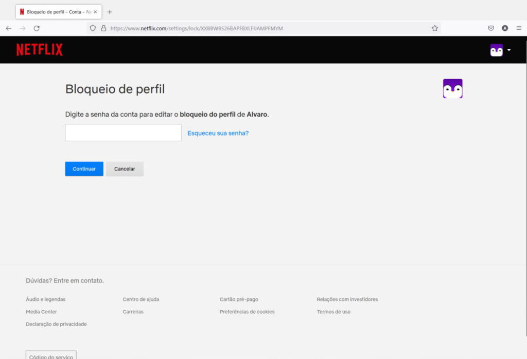 Como colocar senha no perfil da Netflix - Passo 5