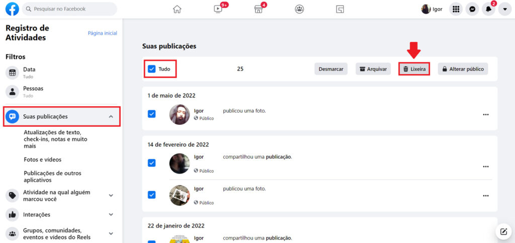 Como deletar todos os posts do Facebook de uma só vez - Passo 3