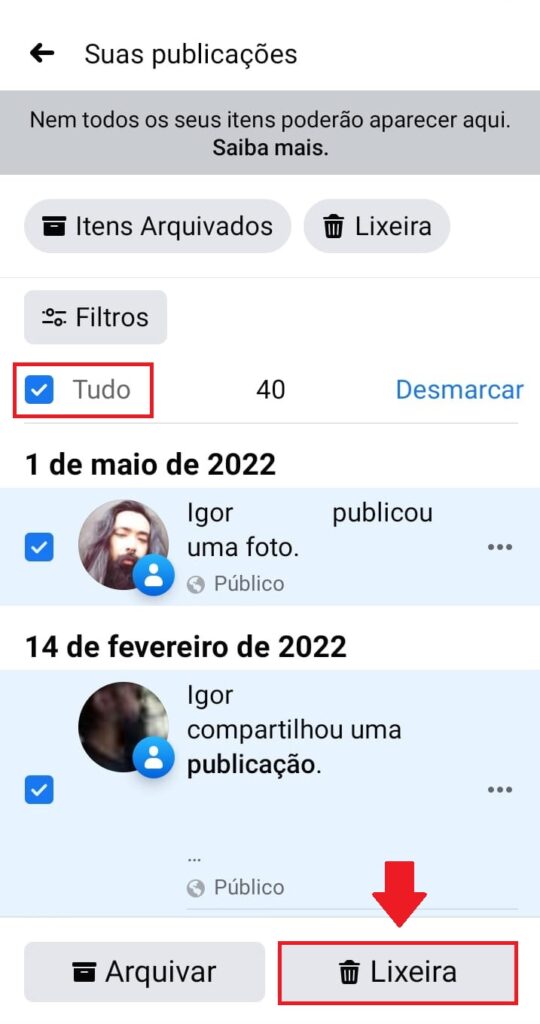 Como deletar todos os posts do Facebook de uma só vez - Passo 7