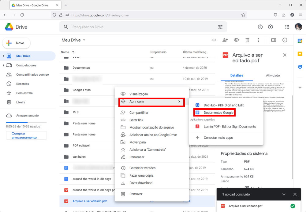 Como editar PDFs com o Google Docs - Passo 4