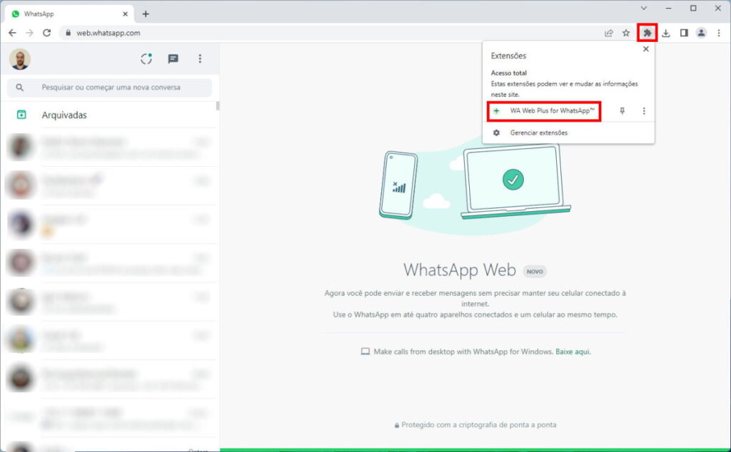 Como iniciar conversas no WhatsApp Web sem adicionar o contato - Passo 3