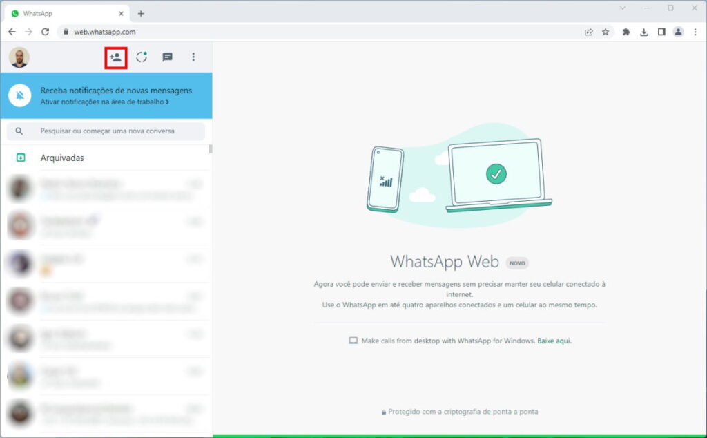 Como iniciar conversas no WhatsApp Web sem adicionar o contato - Passo 5