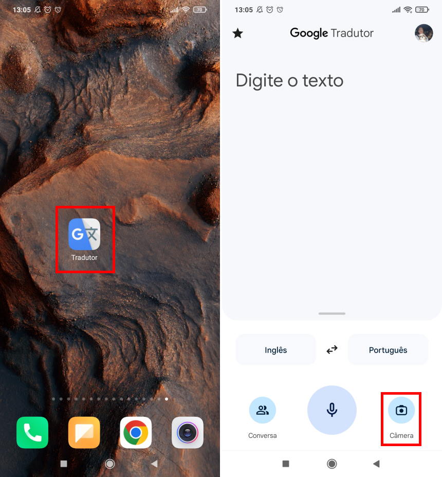Como traduzir com a câmera do celular - Passo 1