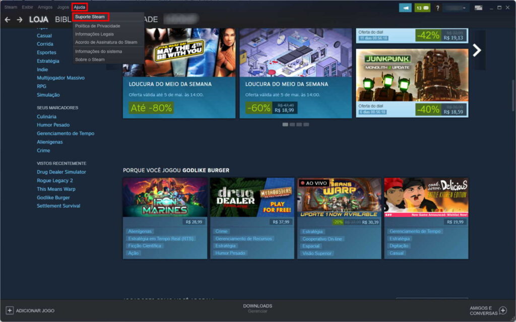 Como ver quanto você gastou na Steam - Passo 1