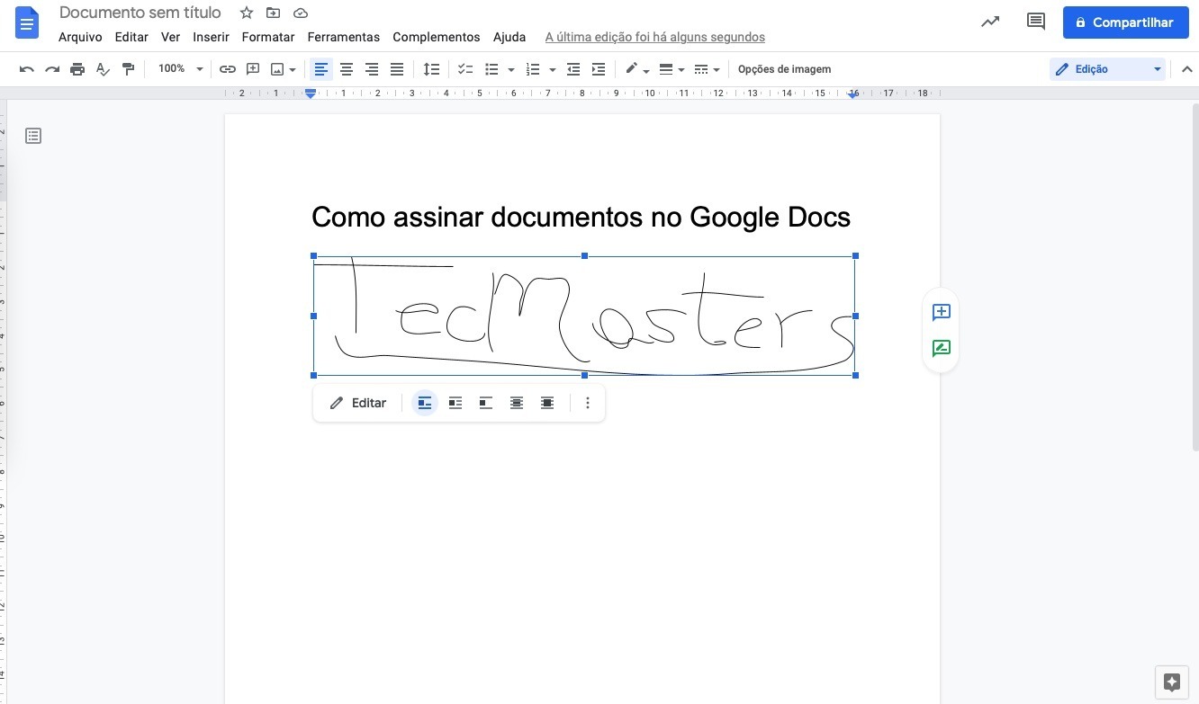 Como assinar um documento no Google Docs