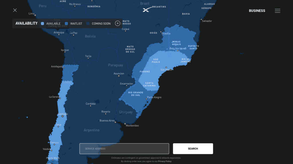 Disponibilidade da Starlink no Brasil