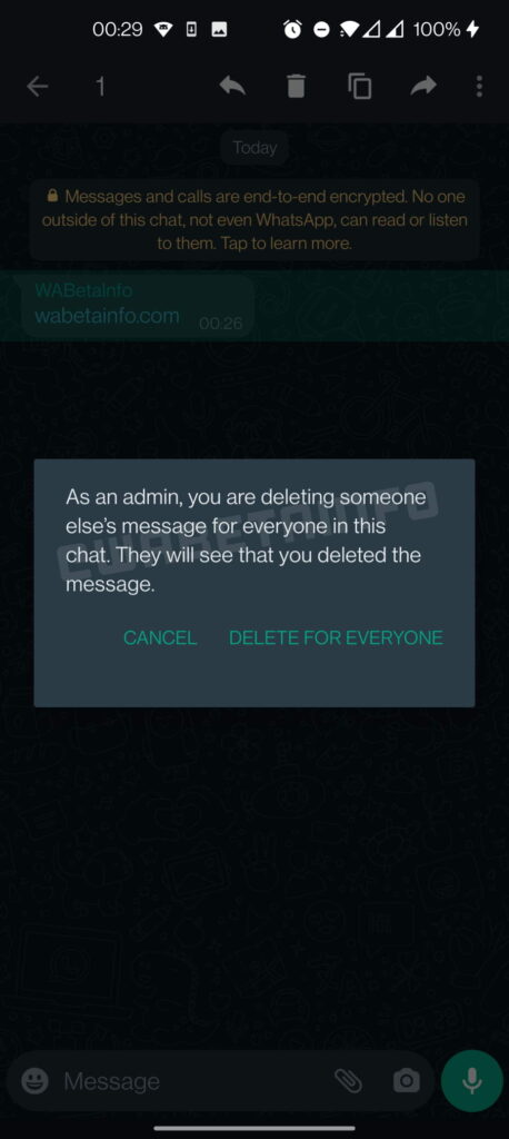 WhatsApp Beta - administradores podem apagar mensagens