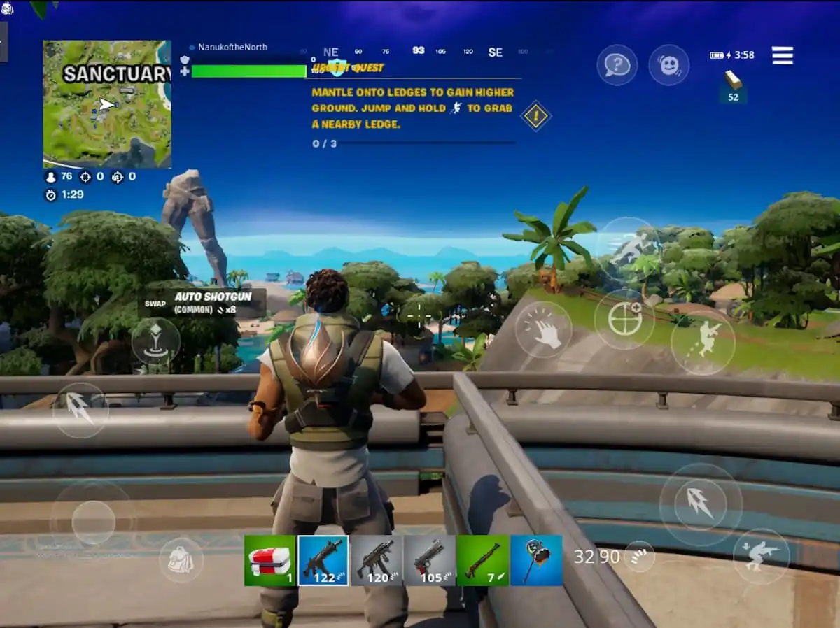 Fortnite com controles na tela sensível ao toque no iPhone via GeForce Now