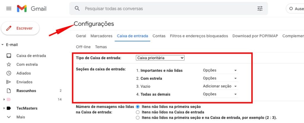 Passo a passo para personalizar a caixa de entrada do Gmail