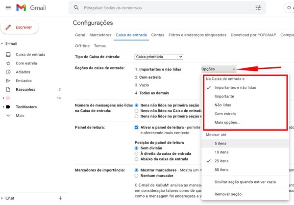 Passo a passo para personalizar a caixa de entrada do Gmail