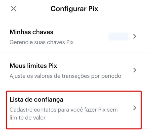 Tutorial para adicionar contatos à lista de confiança do Pix no app do Nubank