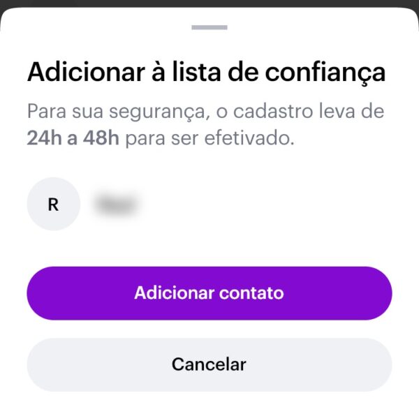 Tutorial para adicionar contatos à lista de confiança do Pix no app do Nubank