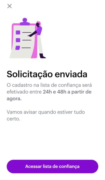 Tutorial para adicionar contatos à lista de confiança do Pix no app do Nubank