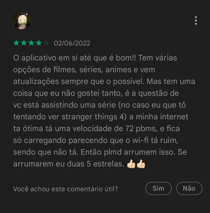 Comentário app de pirataria