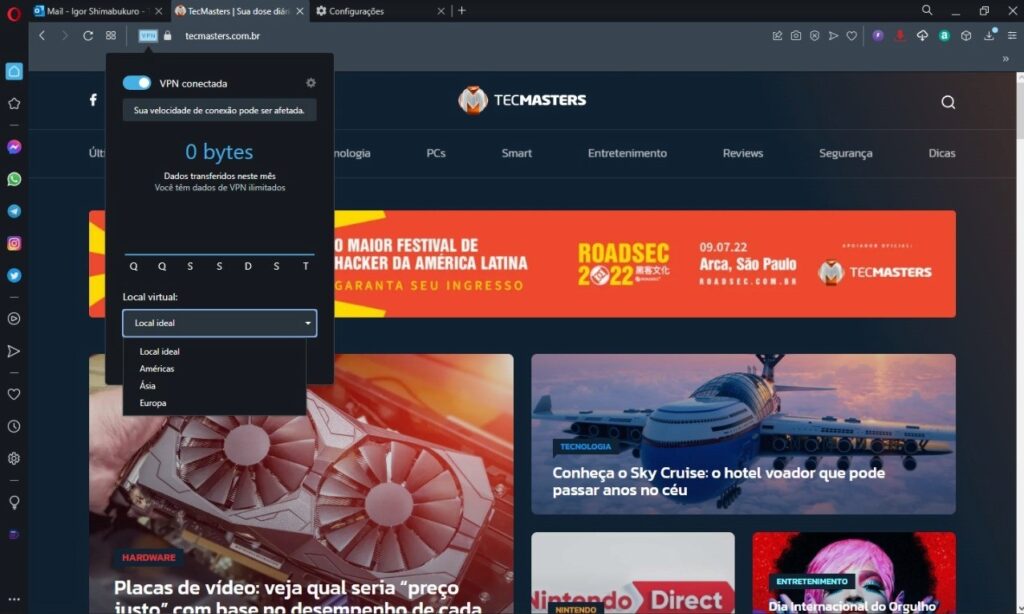 Como ativar a VPN do Opera no PC - Passo 3