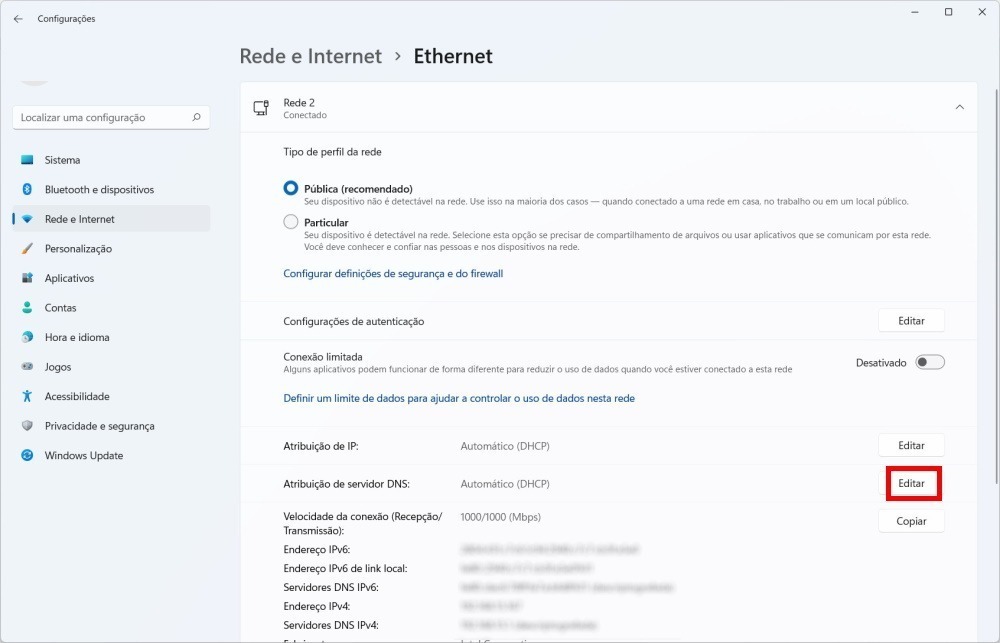 Como configurar o DNS do Google no Windows 11 - Passo 3