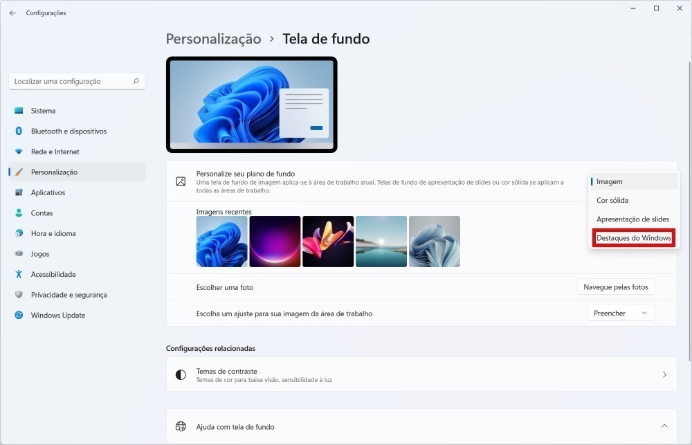 Como fazer o papel de parede mudar automaticamente no Windows 11 - Passo 3