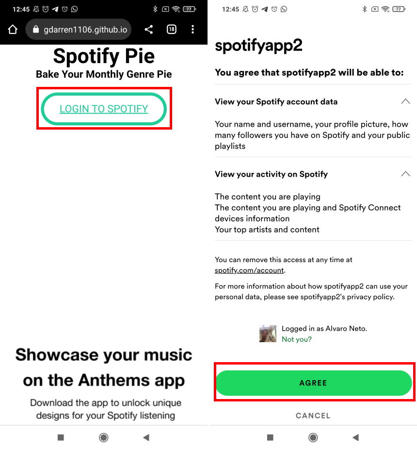 Como obter o gráfico de pizza do Spotify - Passo 1