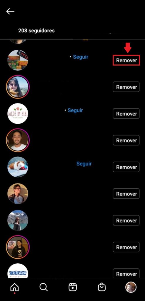 Como remover discretamente seguidores no Instagram - Passo 2