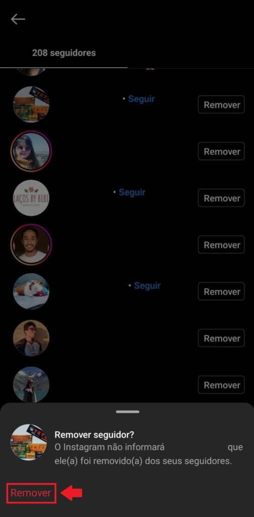 Como remover discretamente seguidores no Instagram - Passo 3