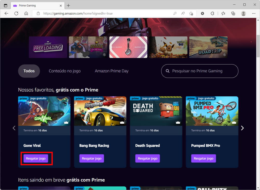 Como resgatar os jogos do Amazon Prime Day - Passo 3