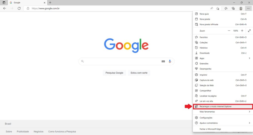 Como usar o modo Internet Explorer no Microsoft Edge - Passo 4