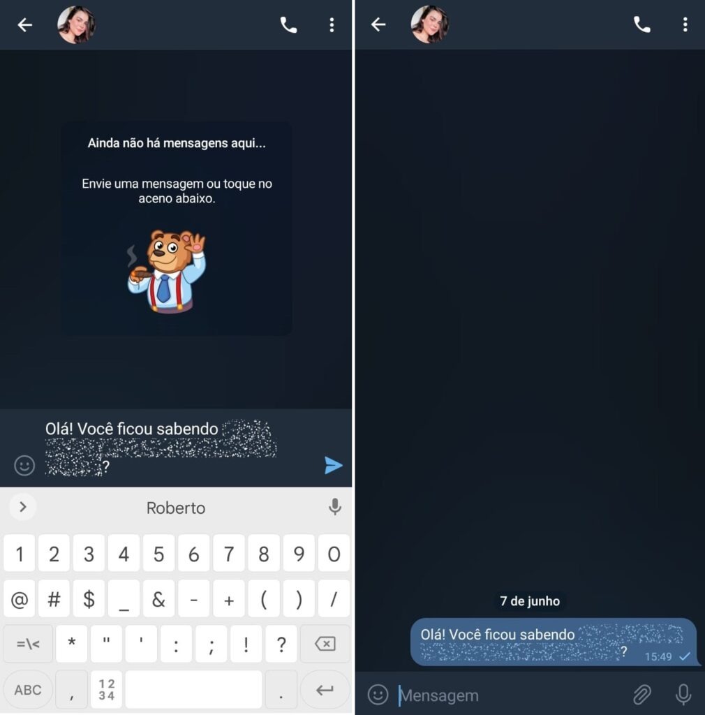 Como usar o recurso spoiler no Telegram - Passo 3