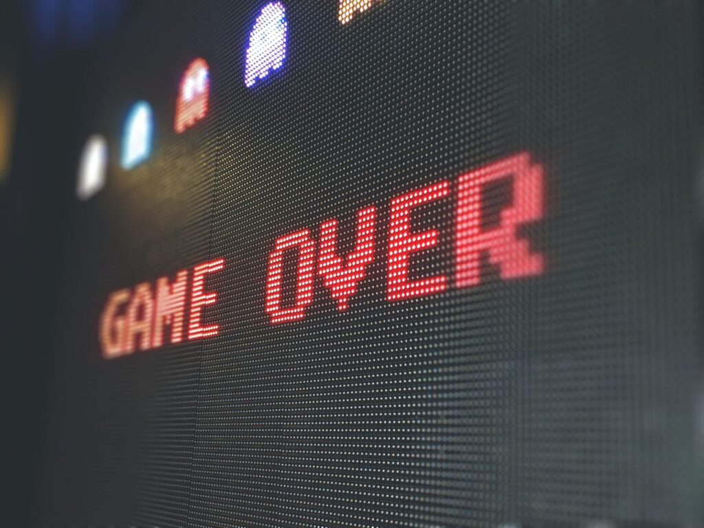 Tela de game over para ilustrar ban em joguinho