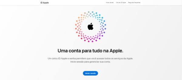 Imagem da página do ID Apple