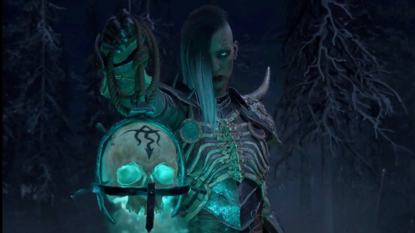 Captura de tecla de Diablo 4, com uma personagem da nova classe necromancer