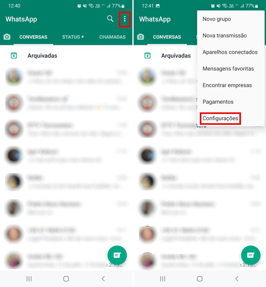 Como ativar o backup criptografado do WhatsApp - Passo 1