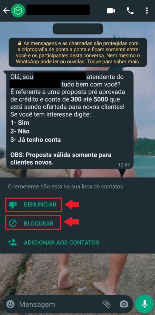 Como bloquear e denunciar mensagens de spam no WhatsApp - Passo 1