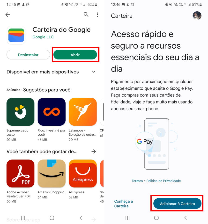 Como cadastrar um cartão na Carteira do Google - Passo 2