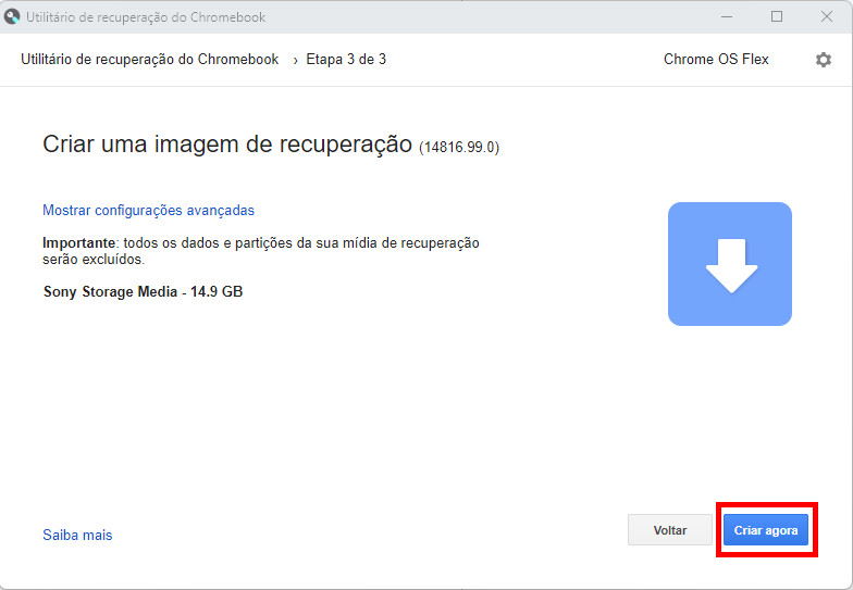 Como instalar o Chrome OS Flex - Passo 9