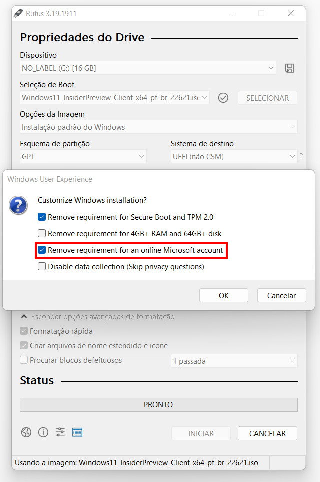 Como instalar o Windows 11 sem uma conta Microsoft - Passo 4