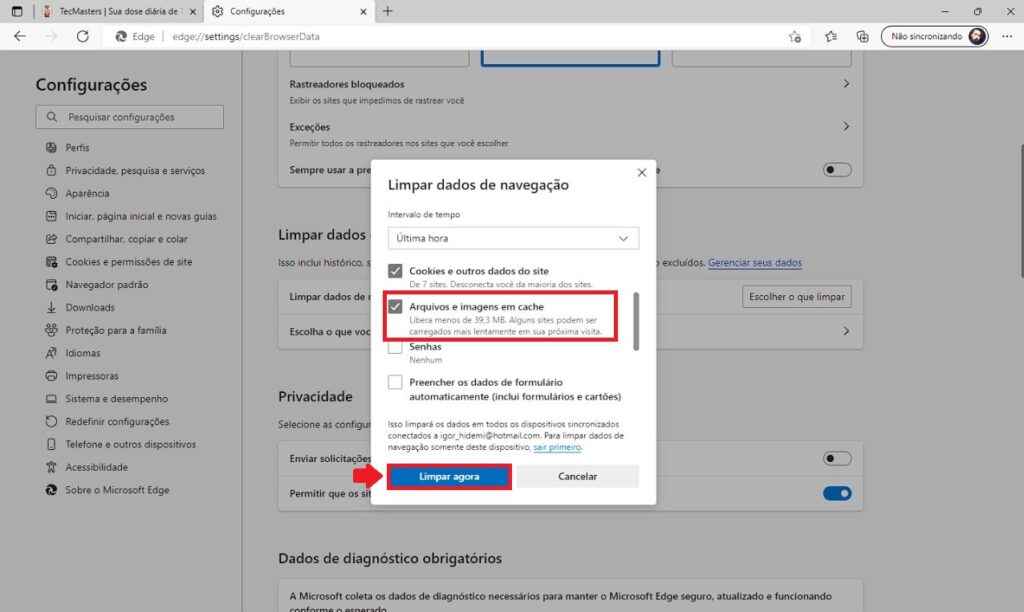 Como limpar o cache de seu navegador no PC - Passo 18