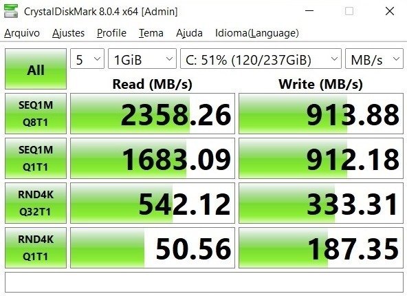 ideaPad Gaming 3 - Crystal Disk Mark