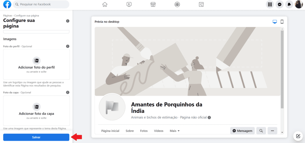 Como criar uma página no Facebook - Passo 4