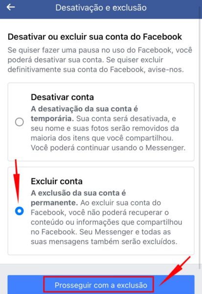 Tutorial de como excluir a conta do Facebook