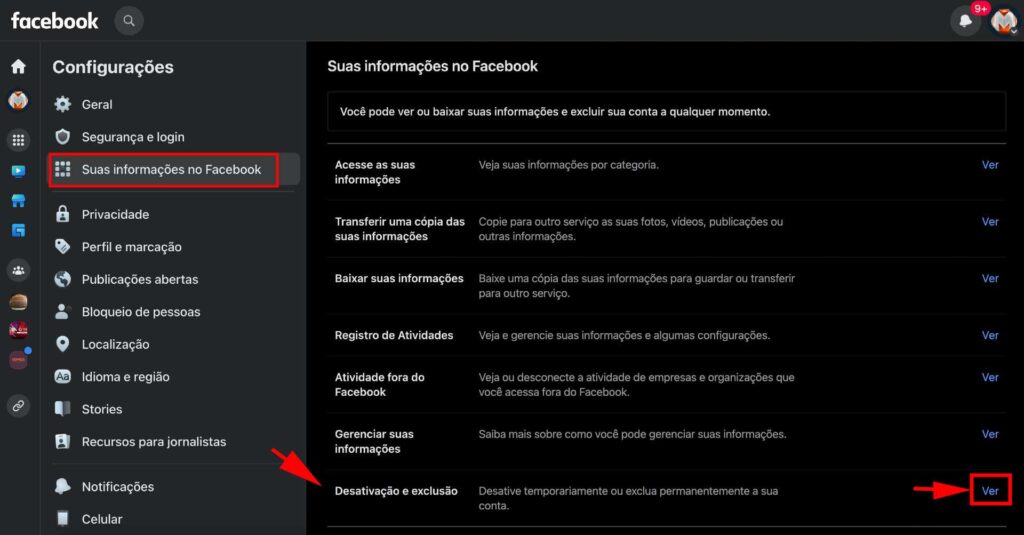 Tutorial de como excluir a conta do Facebook