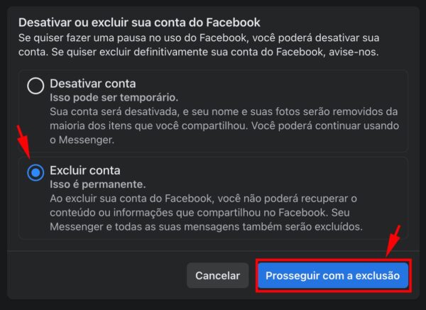 Tutorial de como excluir a conta do Facebook