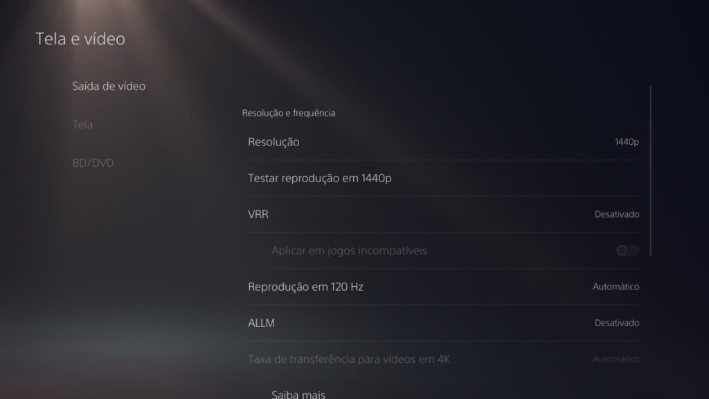 PlayStation 5 - resolução 1440p