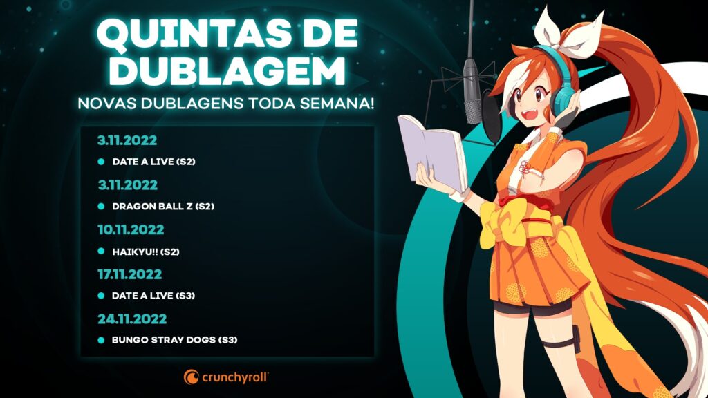 Quintas de Dublagem no Crunchyroll em novembro/2022