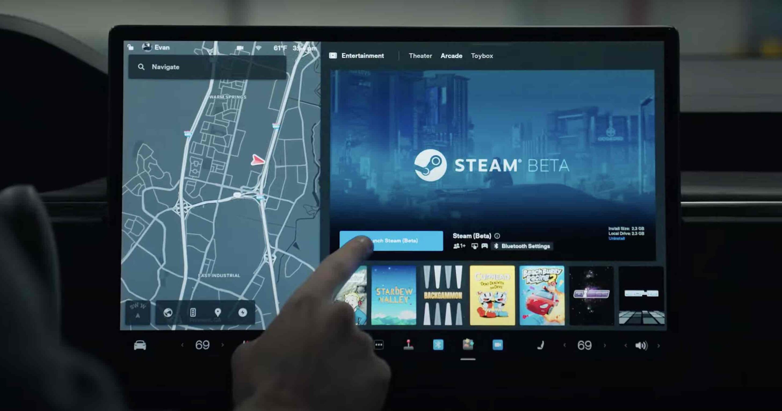 Steam a bordo do Tesla