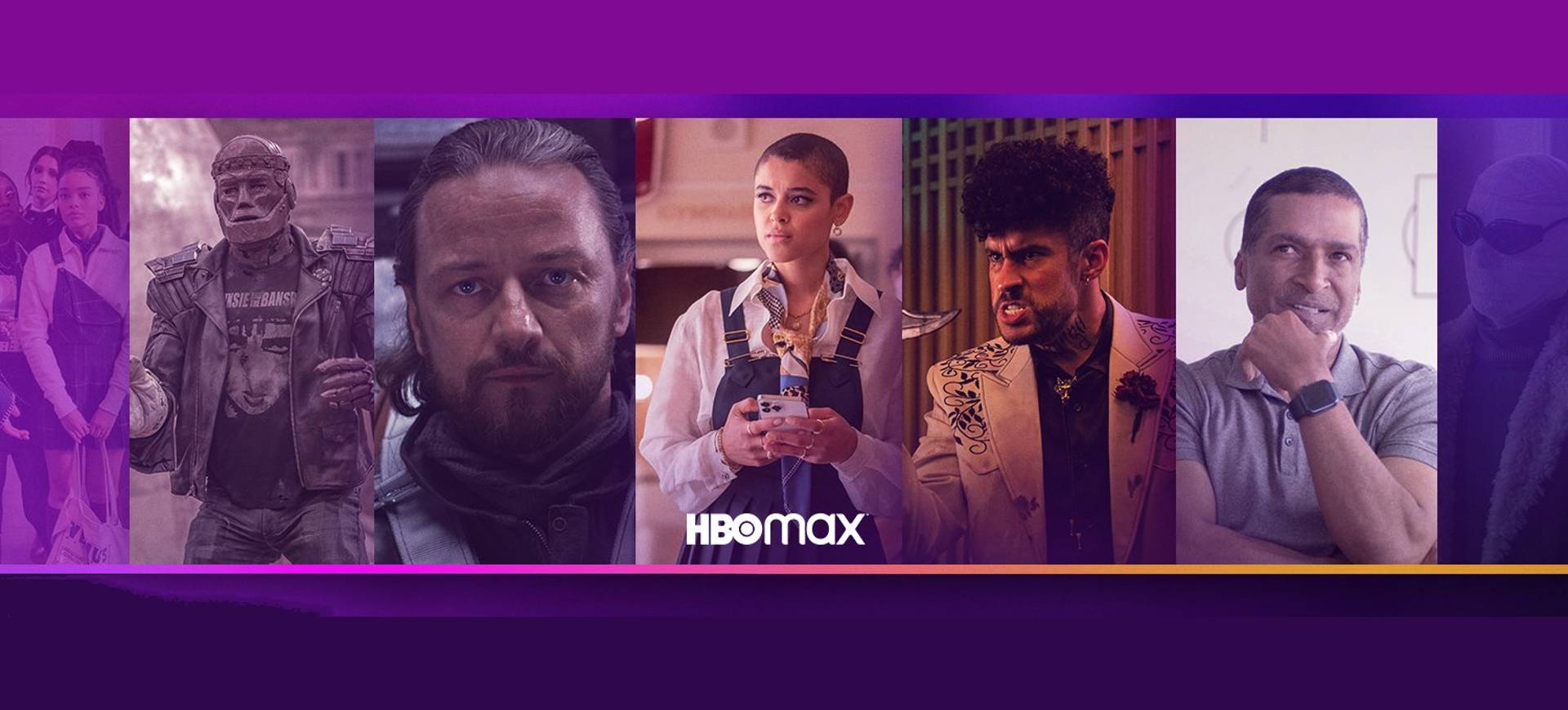 Foto mostra cenas das principais estreias do streaming HBO Max para dezembro; da esquerda para a direita: o Homem-Robô de Doom Patrol, James McAvoy na pele de Lord Asriel de His Dark Materials, a atriz Jordan Alexander na personagem Julien Calloway do reboot de Gossip Girl e outros