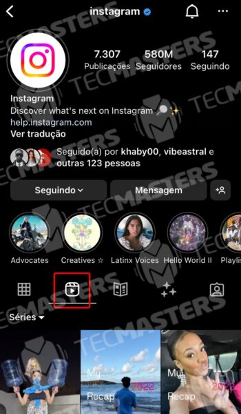 Captura de tela do Instagram, mostrando como usar o recurso Reels para a Retrospectiva 2022