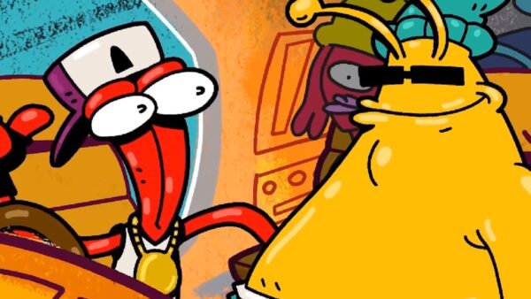 Captura de tela mostra cena de trailer do último jogo de ToeJam & Earl