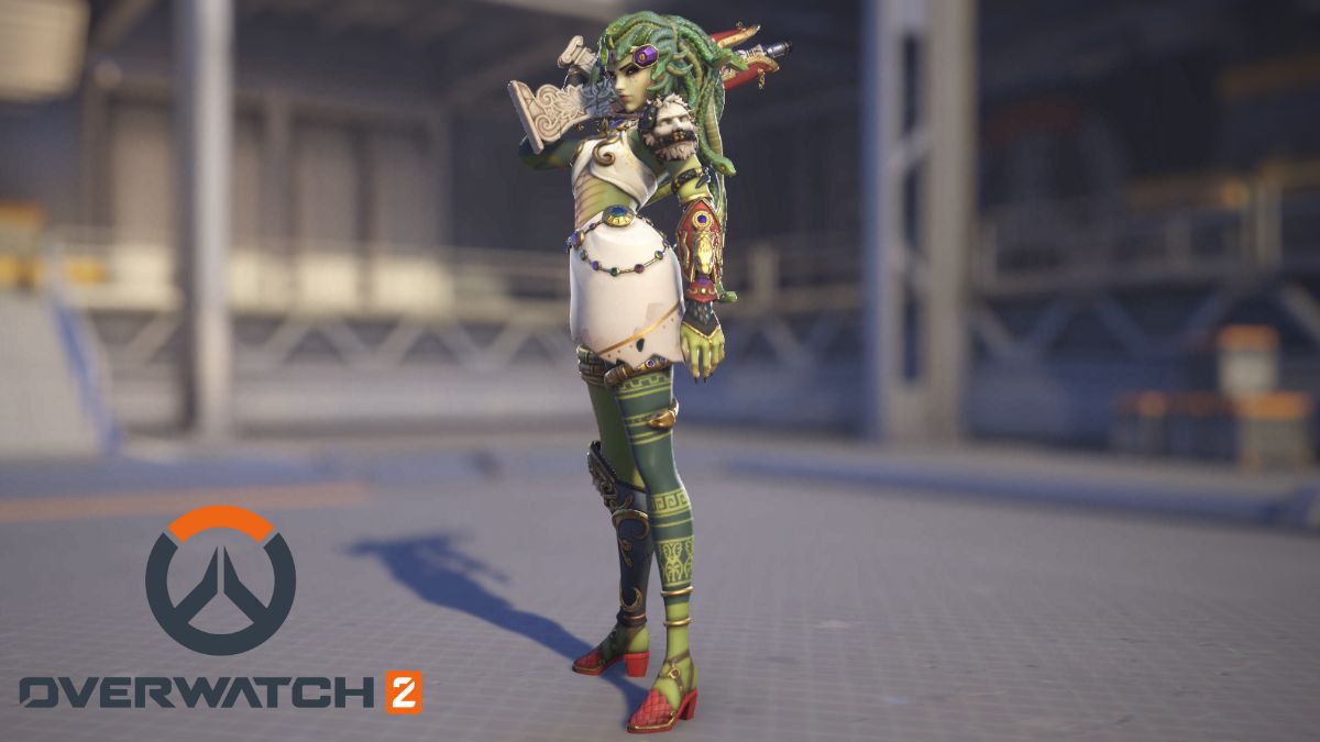 Imagem de divulgação mostra nova skin em 'Overwatch 2', conferindo o visual de Medusa à Widowmaker