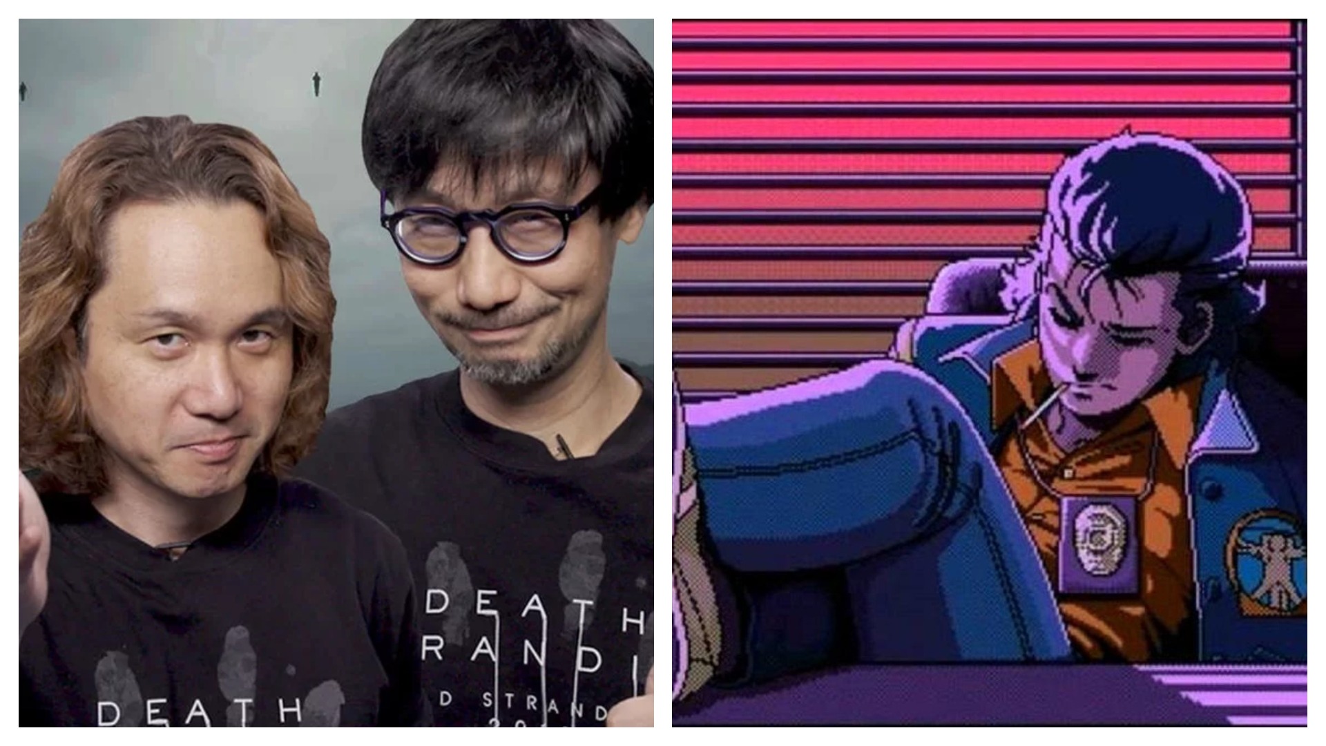 Colagem posiciona imagens de Yoji Shinkawa, Hideo Kojima e o jogo Policenauts lado a lado