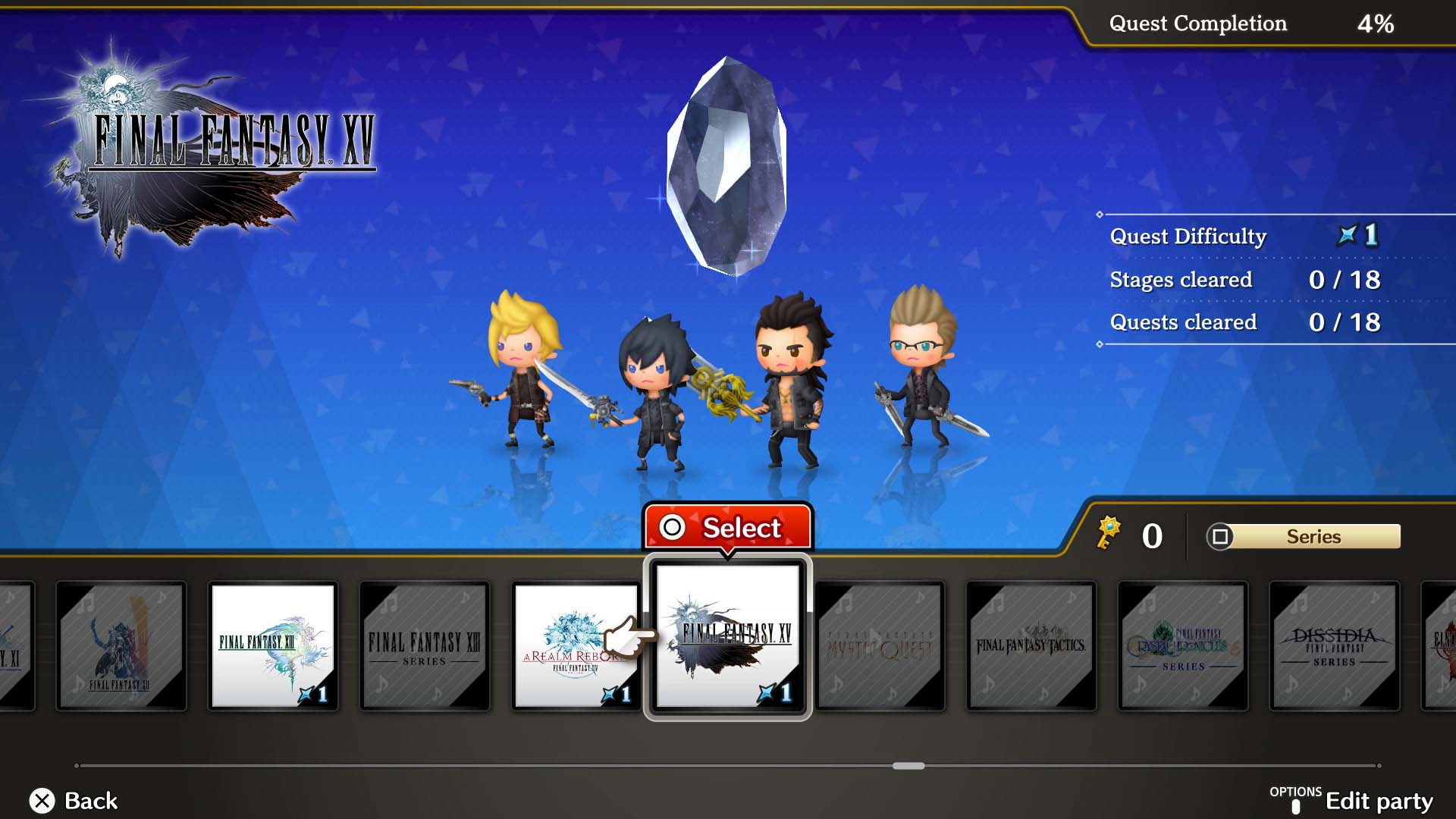 Imagem mostra cena do jogo Theatrhythm Final Bar Line, da Square Enix